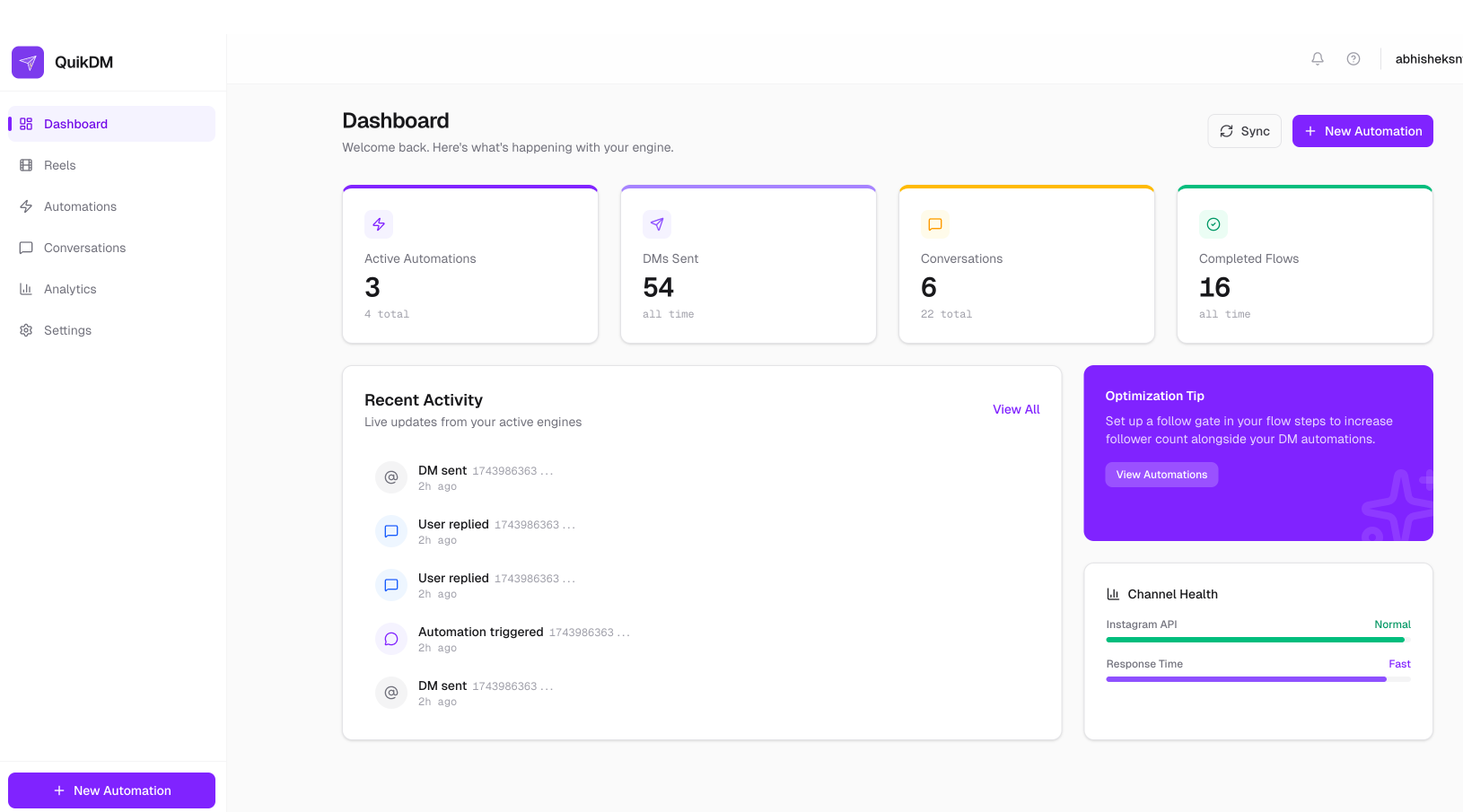 QuikDM Dashboard